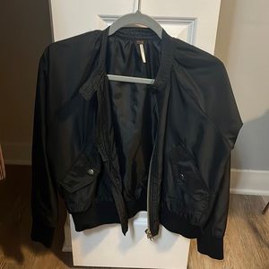 Free People Black Bomber Jacket